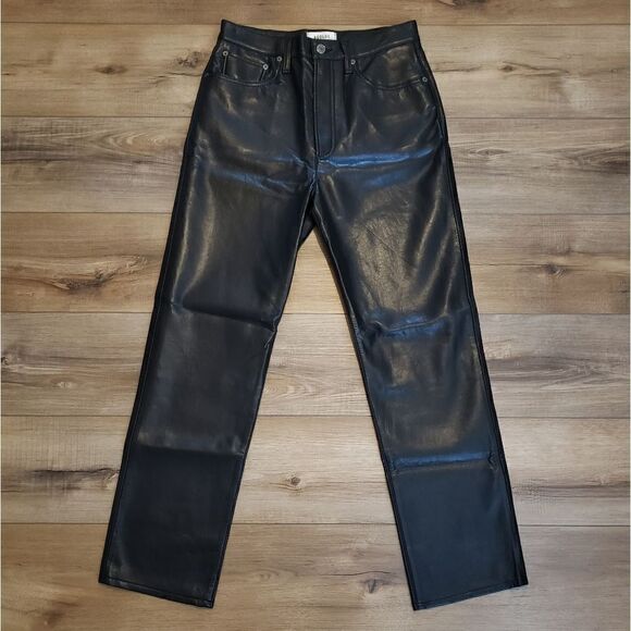 NWOT Agolde 90's Pinch Waist Ultra High Rise Straight Leg Leather Pants Size 28 - Picture 9 of 10